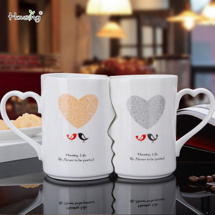 Juego de 2 uds de tazas de cerámica para parejas de China, taza de beso de amante, regalo de cumpleaños de boda para el Día de San Valentín en caja de regalo, tazas de café con leche