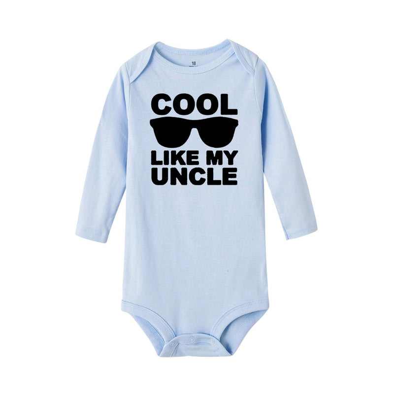 Cool Like My Uncle Baby Boys Bodysuits Autumn Long Sleeve Bodysuit  Winter Ropa  Newborn Shower Present 0-24M