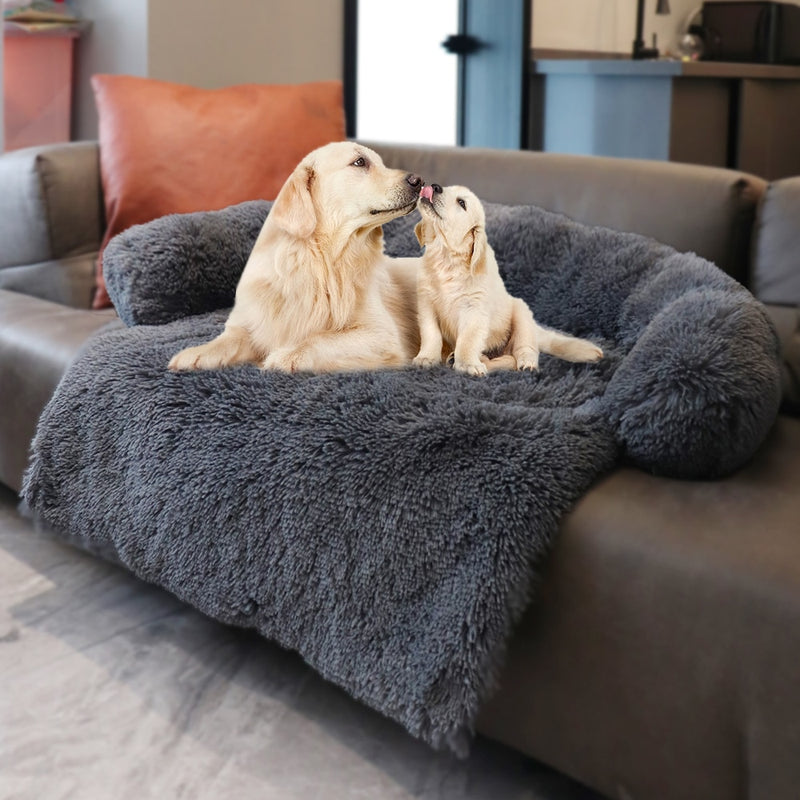 Funda de sofá cama para perros, alfombrilla de felpa calmante, manta extraíble para mascotas, colchón, camas para gatos, cojín cálido para dormir, almohada, sofá, Protector de muebles