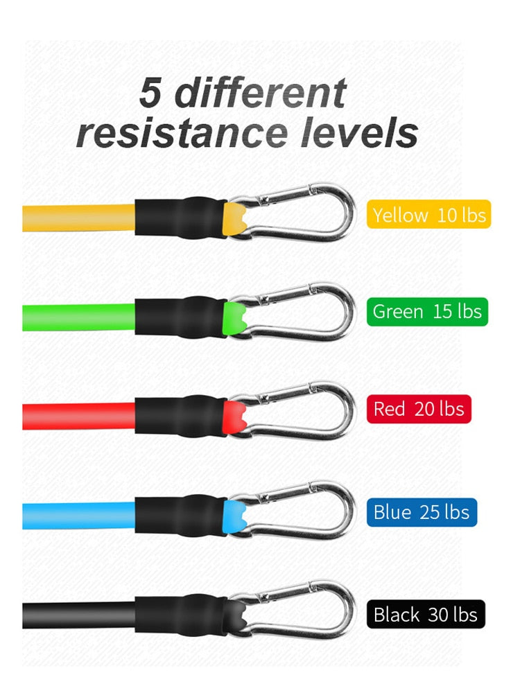 11 Pieces Of Resistance Tube Strap Set Fitness Yoga Gym Draw Rope Exercise Home Training Anchor Door Expander With Ankle Strap