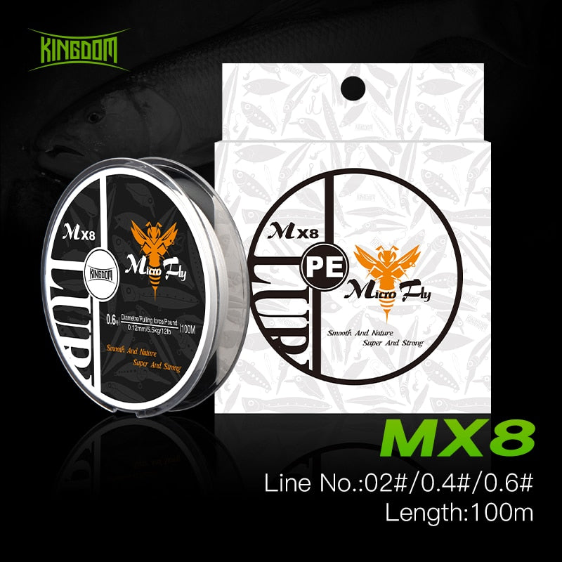 Kingdom 100M PE Braid Fishing Line 4 Strands 0.2#/0.4#/0.6# 9-12LB Super Smooth & Strong & Durable Multifilament Fishing Line