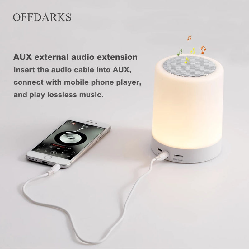 OFFDARKS Smart Bluetooth Speaker LED Night Light Touch Control USB Charging Portable child Bedroom RGB Dimmable Bedside Lamp