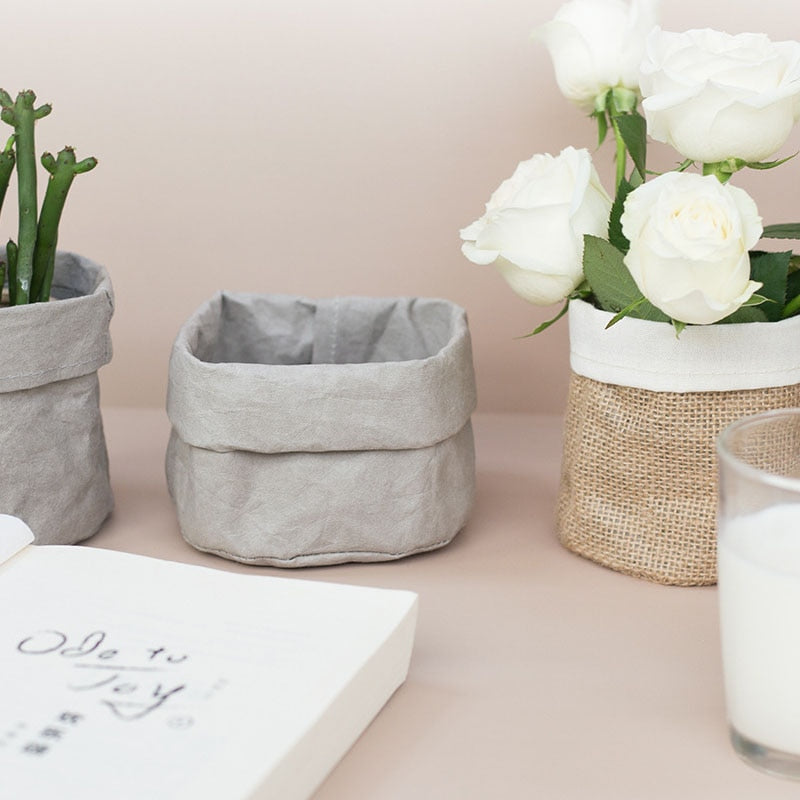 1 Stücke Mehrzweck Faltbare Pflanzentaschen für Büro Desktop Kraftpapier Kosmetik Aufbewahrungstasche Blumentopf Mäntel Nordischen Stil