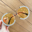 Zircon oversized sunglasses 2020 luxury Round sun glasses women Clear lens Eyeglasses Shades For Women  oculos feminino