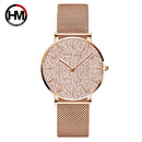 Women Watches New Flash Stars Stainless Steel Rose Gold Mesh Unique Simple Casual Quartz Waterproof Wristwatches Clock Hot Sale