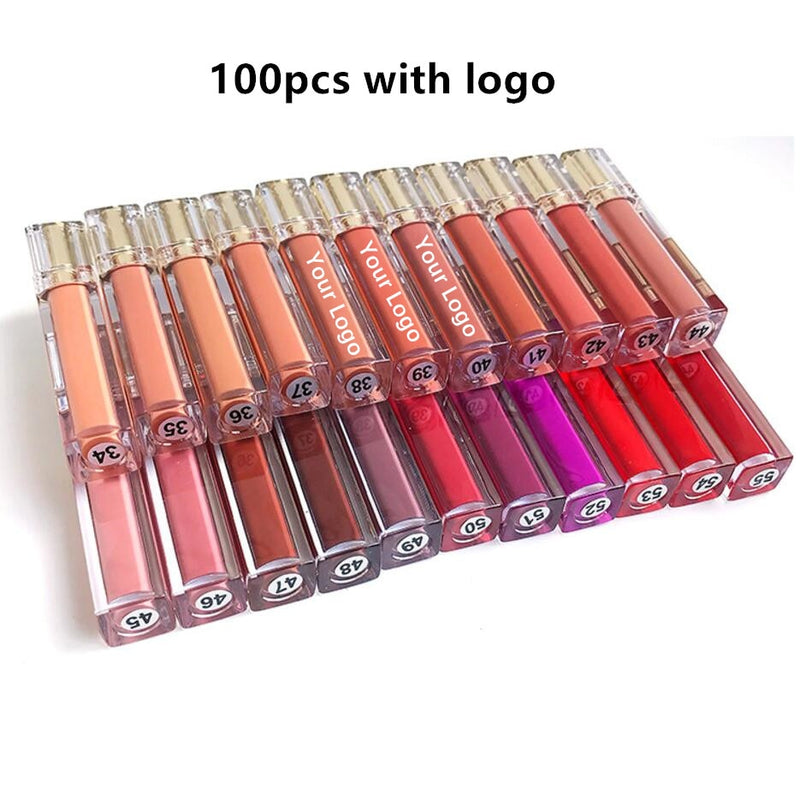 50pcs/lot Private Label Lipgloss Wholesale Moisturizing Shiny Glitter Glossy Makeup Lip Gloss Custom Liquid Lipstick Bulk