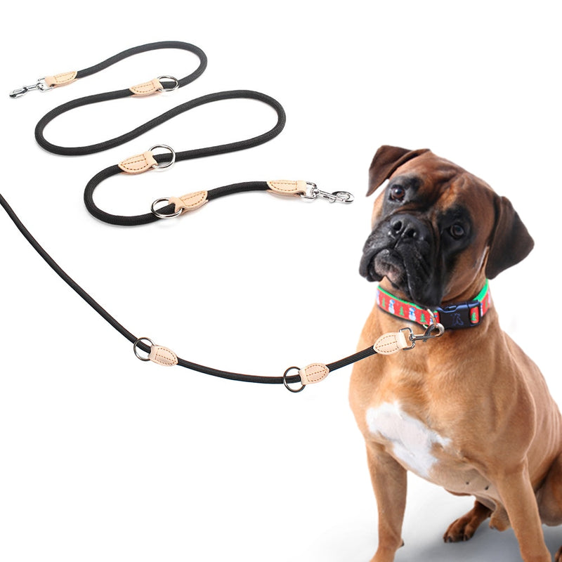 Multifunction Double Leash P chain Collar Two Dog Leashes Nylon Adjustable Long Dog Training Leads Tied Dog Rope Pet Supplies