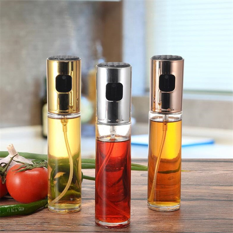 100ml Olive Oil Sprayer Oil Spray Bottle Pump Glass Oil Pot Leak-proof Drops Oil Dispenser Seasoning Kettle BBQ Kitchen Tool