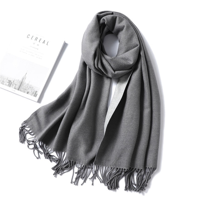 Winter-Kaschmir-Schal-Frauen-dicke warme Tücher wickelt Dame feste Schal-Art- und Weisequasten-Pashmina-Decke-Qualitäts-Foulard 2022 neu ein