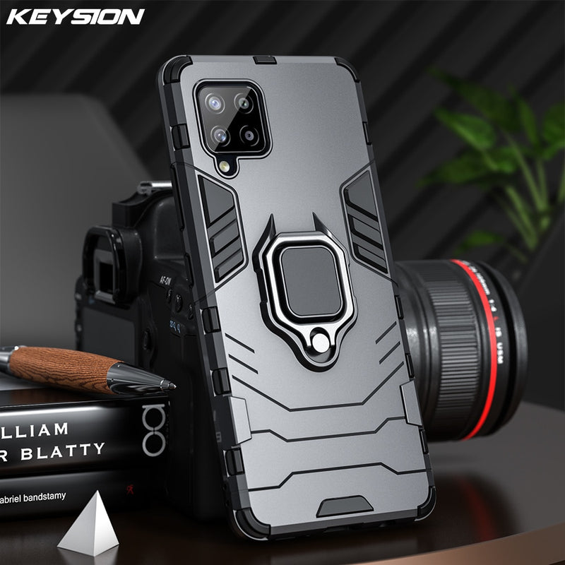 KEYSION Shockproof Case for Samsung A12 A22 A72 A52S 5G A73 A53 A33 A23 A13 Ring Stand Phone Back Cover for Galaxy M52 M32 M62