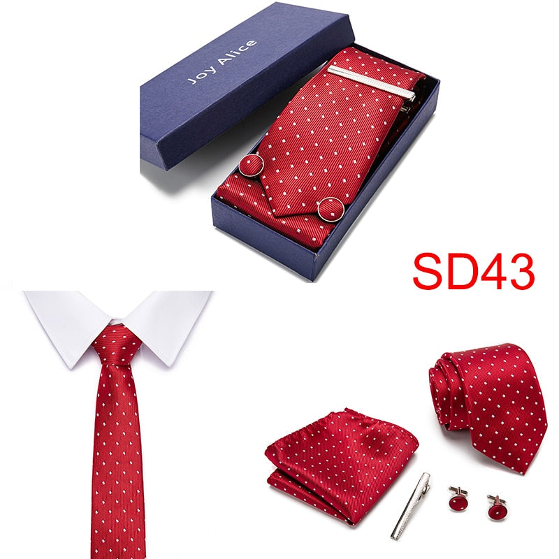 Gift Box 38 styles Tie Set Hanky Cufflinks With Gift Box Jacquard Woven Neckties Set For Men Wedding Party Lots of  accessories