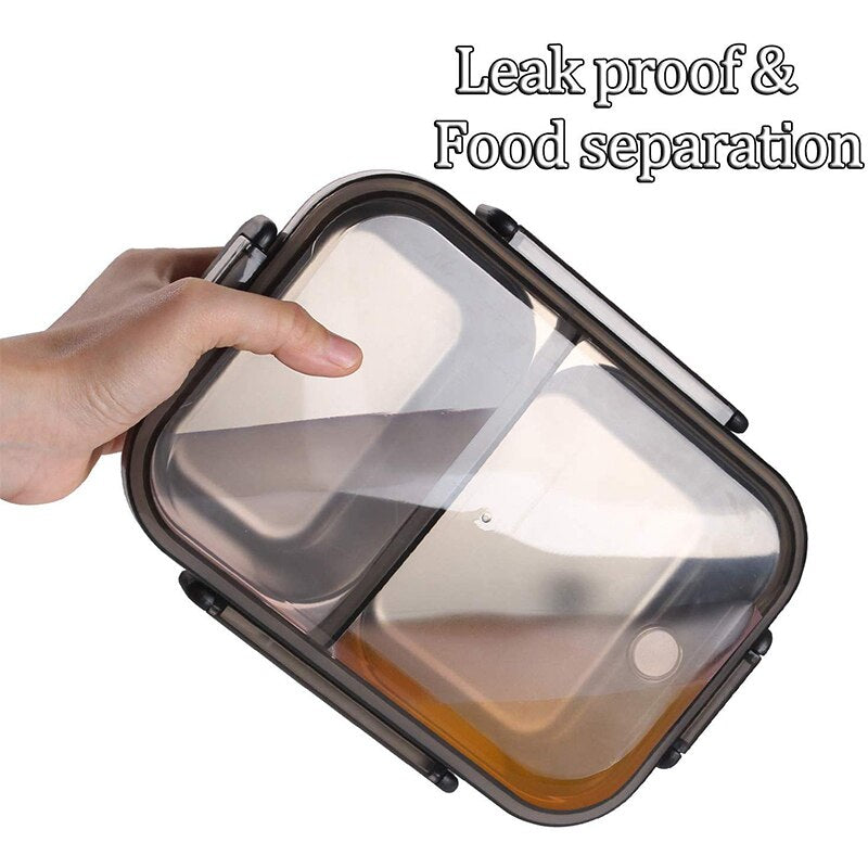 Eco friendly Leakproof Bento Lunch Box Removable Stainless Steel Bento Lunch Box 2-Compartment Portion Control Food Container