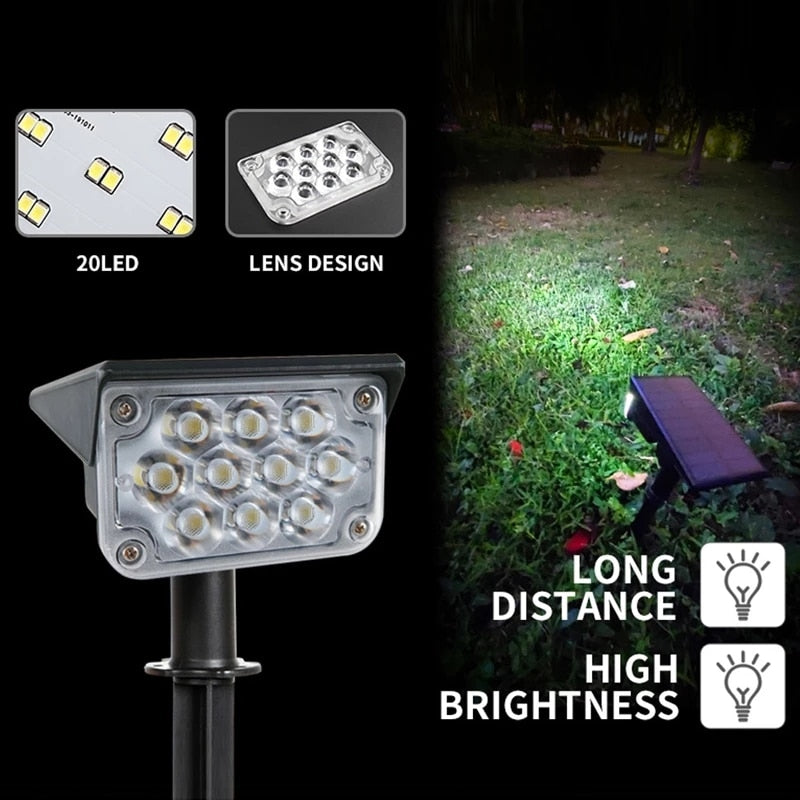 T-SUN 1-4pcs 20LED Adjustable Solar Spotlight Solar Garden Light Waterproof Super Power Landscape Light Outdoor Solar Light Lamp