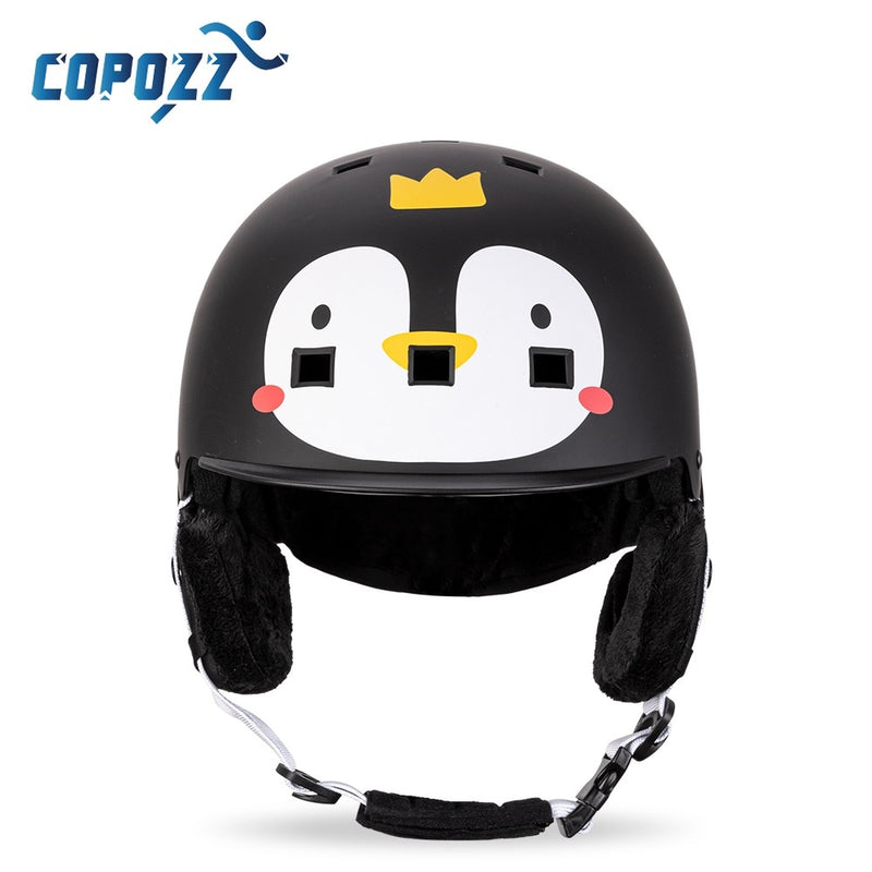 Casco de esquí COPOZZ de dibujos animados para niños, casco de Snowboard de protección para deportes al aire libre moldeado integralmente, equipo de esquí para mujeres