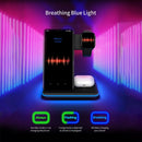 Soporte de cargador inalámbrico Qi 3 en 1 para Apple Watch 8 7 Airpods Pro 15W estación de carga rápida para iPhone 14 13 12 11 XS XR X 8