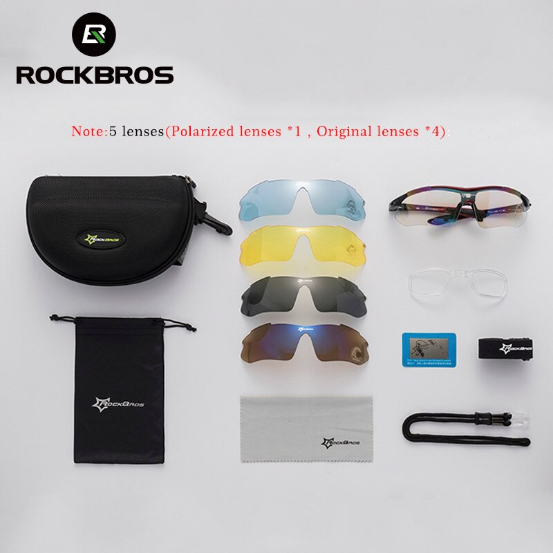 Sport RockBros Angelbrille Polarisierte Brille Sportbrille Outdoor Angelbrille TR90 Goggles Eyewear 5 Lens