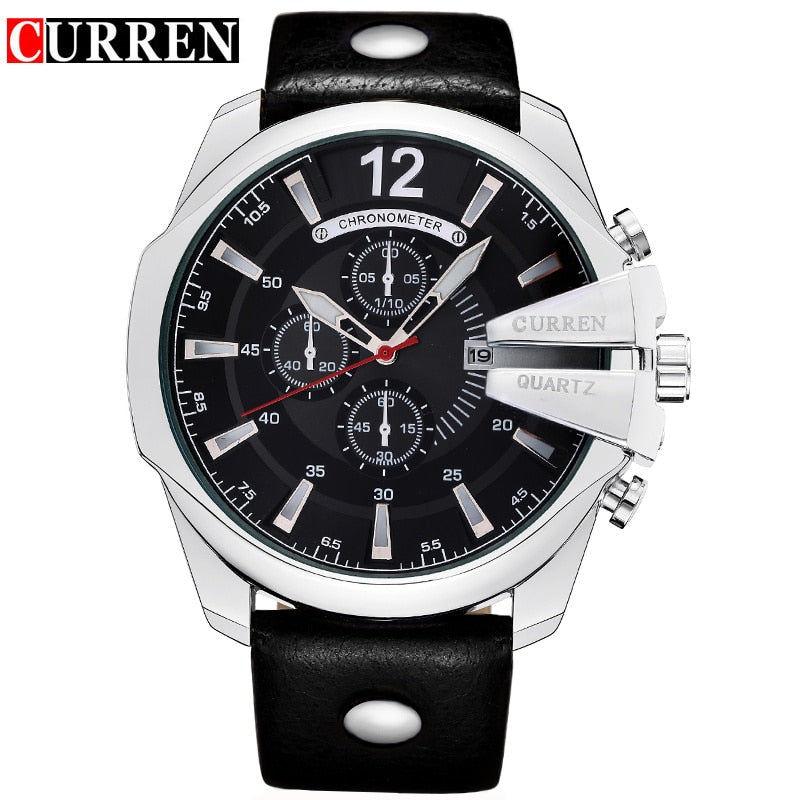 Men Luxury Brand CURREN New Fashion Casual Sports Watches Modern Design Quartz Wrist Watch Genuine Leather Strap Male Clock