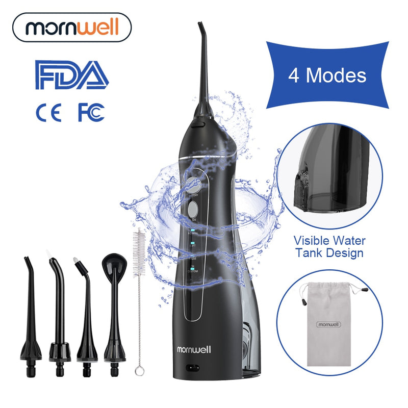 4 Modi Munddusche USB wiederaufladbare Wasserseide Tragbare Zahnwasser Flosser Jet 200ml Irrigator Dental Teeth Cleaner+6 Jet