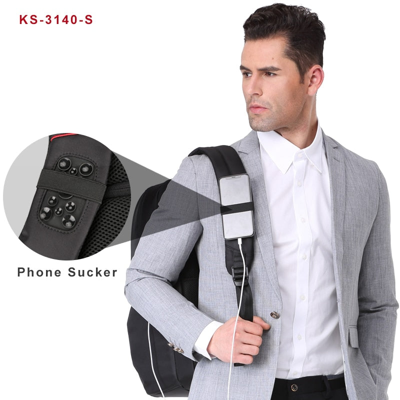 Mochila para ordenador portátil Kingsons de 15 "y 17", mochilas para ordenador con carga USB externa, bolsas impermeables antirrobo para hombres y mujeres