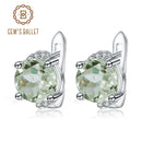 Gem's Ballet 4,08 t pendientes de prasiolita de amatista verde Natural pendientes de tuerca de plata de ley 925 para mujer joyería de regalo de San Valentín