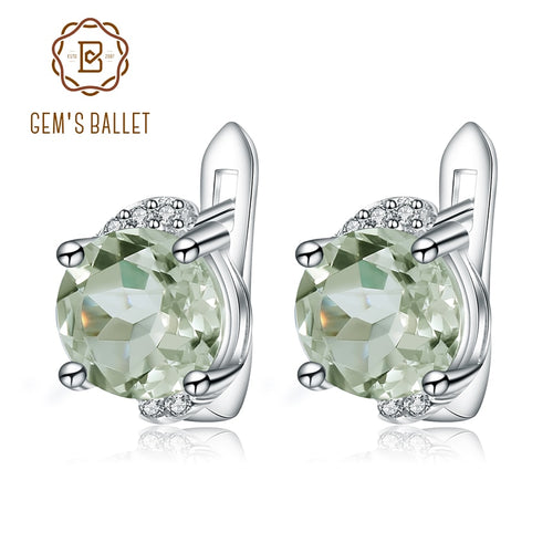 Gem's Ballet 4.08t Natural Green Amethyst Prasiolite Earrings 925 Sterling Silver Stud Earrings For Women Valentine Gift Jewelry