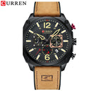 Marca CURREN, relojes de pulsera de cuarzo marrón de lujo para hombre, reloj de cuero con esfera cronógrafo luminosa para hombre, reloj deportivo informal