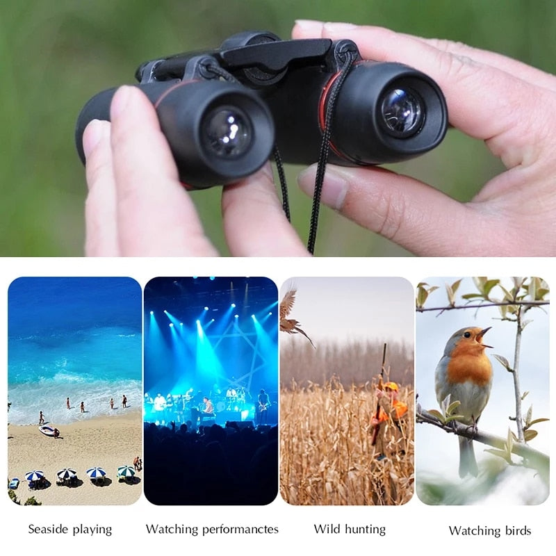 Portable Binoculars Powerful Mini Zoom 30x60 Long Distance Folding Day Night Vision HD Telescope Outdoor Hunting Camping Pocket