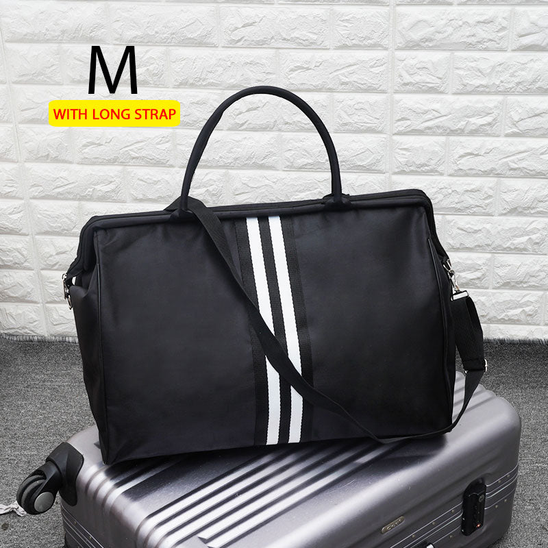 Korean Version Overnight Weekend Traveling Bag Strip Handbag Big Travel Bag Luggage Men&