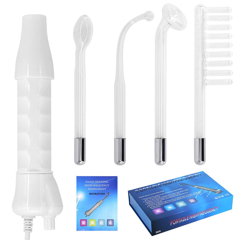 Portable Electrode High Frequency Facial Beauty Machine Electrotherapy Wand Glass Tube Face Cleansing Skin Tightening Device