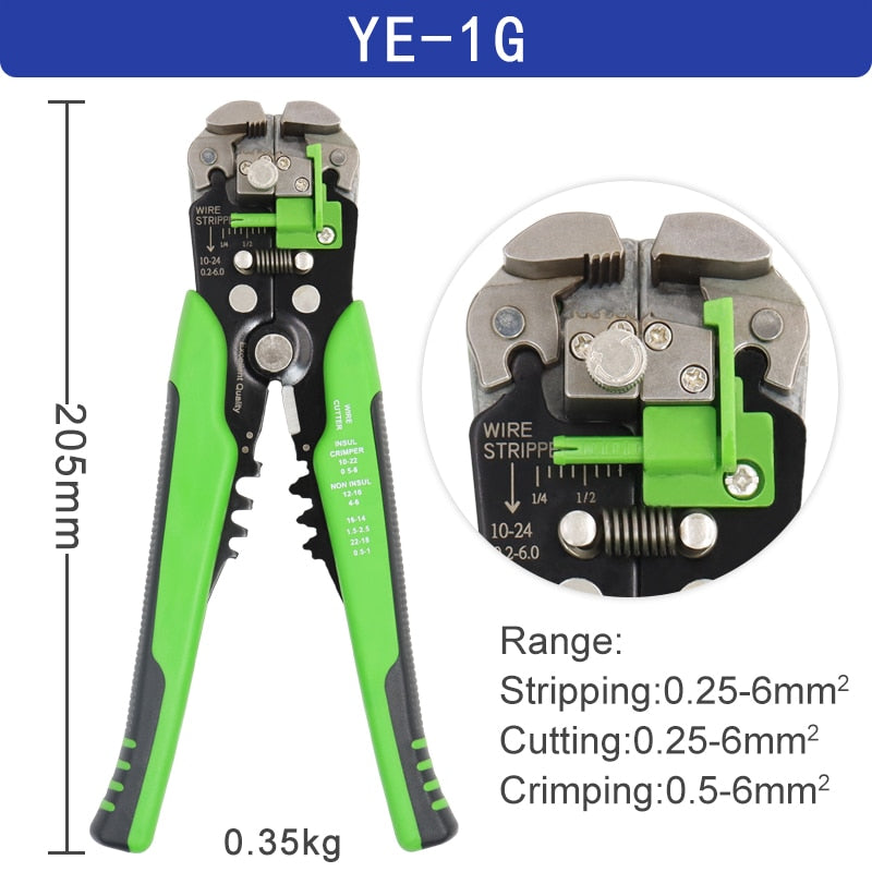 Alicates pelacables 0,25-6mm²/10-24AWG YE-1 cortador de cables práctico eléctrico automático herramientas de prensado de reparación multifuncional