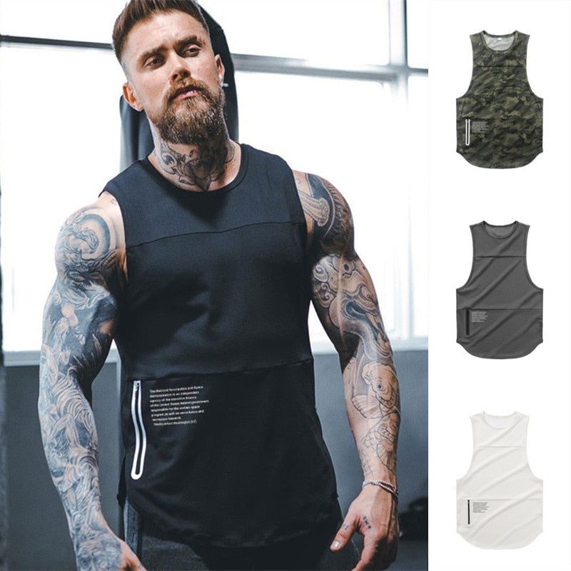 Männer Reißverschluss Ärmellose Weste Sommer Atmungsaktiv schnell trocknend Männliche Enge Turnhallen Kleidung Bodybuilding Unterhemd Fitness Tanktops