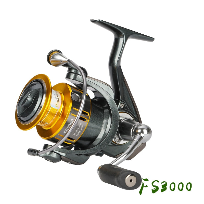 Carrete de pesca giratorio de fundición larga TSURINOYA FS 2000 3000 5,2: 1 7kg potencia de arrastre universal Lucio de agua dulce rueda de pesca ligera