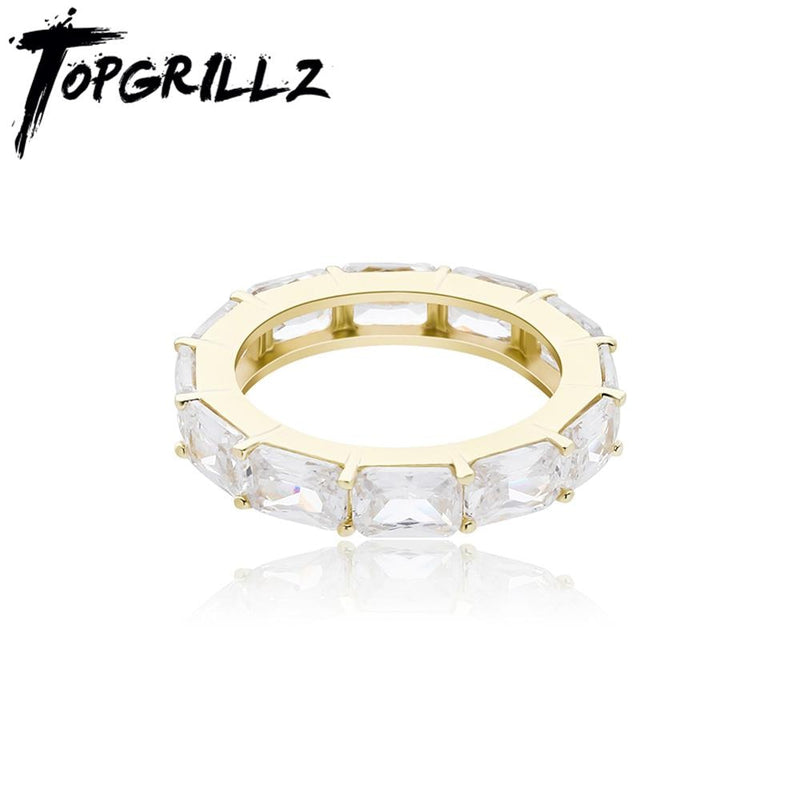 TOPGRILLZ 2020 nuevos anillos cuadrados de circón, joyería de cobre de alta calidad, anillos helados, joyería de personalidad de moda Hip Hop para regalo