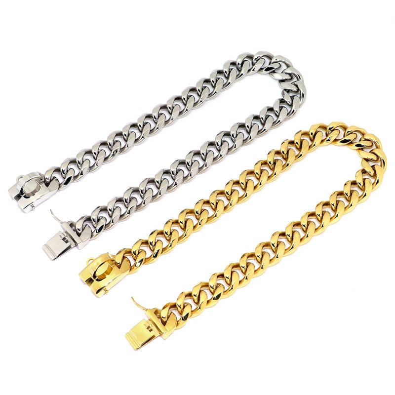 304 Stainless Steel Dog Chain Collar And Leash Super Strong Dog Metal Collar Choke Silver Gold Pet Lead Rope For Party Show