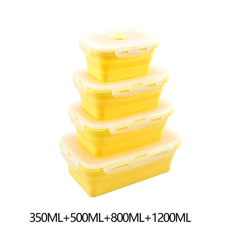 Food Storage Containers With Lids Silicone Collapsible BPA Free Lunch Fruit Salad Box Set reezer Microwavable