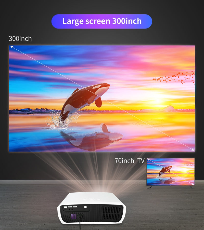 WZATCO C3 LED Projektor Android 10.0 WIFI Full HD 1080P 300 Zoll Großbildprojektor Heimkino Smart Video Beamer