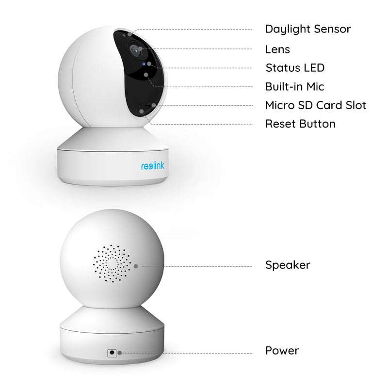 Reolink cámara IP para interiores wifi 3MP Super HD Pan &amp; Tilt audio bidireccional 24/7 grabación detección de movimiento Smart Home Cam para Baby Nanny E1