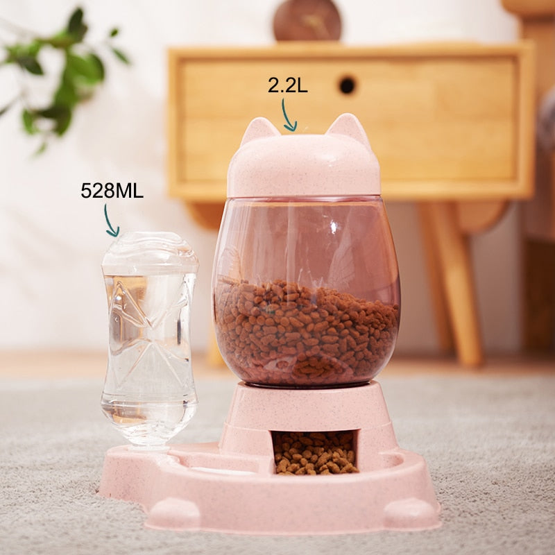 1.7L Pet Dog Cat Automatic Feeder Bowl for Cats Drinker Water 650ml Bottle Kitten Bowls Dogs Food Feeding Container Supplies