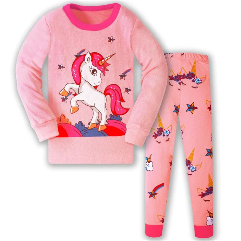 Unicorn Girls Pajamas Set Kids Baby Spring Autumn Sweet Suit Cartoon Infantil Children Sleepwear Clothes