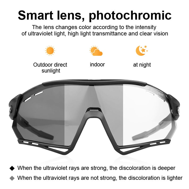 X-TIGER gafas de sol fotocromáticas para ciclismo, 5 lentes UV400, gafas para bicicleta de montaña, gafas para deportes al aire libre para hombre, gafas para ciclismo con montura para miopía