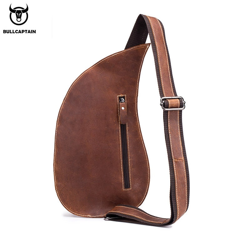 Bolso cruzado de cuero BULLCAPTAIN para hombre, bolsos de pecho de cuero Crazy Horse, nueva moda, bolso multifunción para tarjetas, bolsos para teléfono móvil