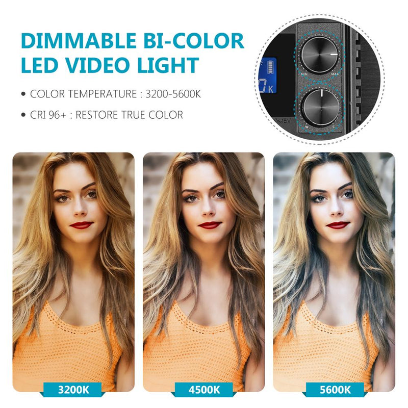 Neewer actualizado 660 LED Video Light Panel LED bicolor regulable con pantalla LCD para estudio, fotografía de grabación de vídeo de YouTube