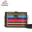 Color Pencil Box Style Purses and Handbags for Women Party Clutch Bag Shoulder Crossbody Bag Designer Bag Pu Ladies 2021