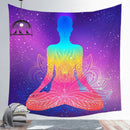 Indian Buddha Statue Meditation 7 Chakra Tapestry Wall Hanging Mandala Tapestries Wall Cloth Psychedelic Yoga Carpet Boho Decor