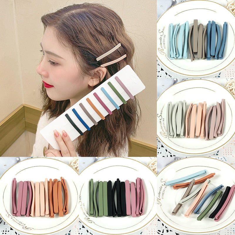 5Pcs/Set Candy Colors Hair Clips For Girls Women Simple Basic Sweet Hairpins Painted Colorful Matte Hair Accessories Barrette