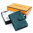 CONTACT'S Genuine Leather RFID Vintage Wallet Men With Coin Pocket Short Wallets Small Zipper Walet With Card Holders Man Purse