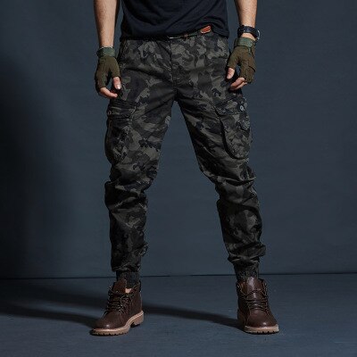 Military Tactical Pants Mens Joggers Camouflage Cargo Casual Pants Male 100% Cotton Multi-Pocket Fashions Large size Trousers