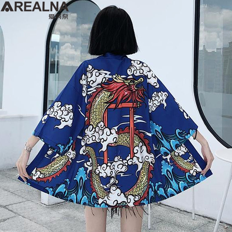 Dragon Anime Kimono Beach Girls Cosplay Dress Shirts New Korean Sunscreen Japanese Kimono Traditional Clothing Hombre Yukata Man