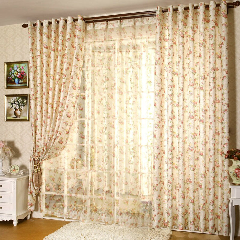 Cretonne Recommended New Flower Curtains Living Bedroom Korean Garden marriage room in Small Girl