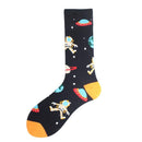 Feliz divertido Unisex pintura UFO astronauta espacio exterior cohete Star War hombres tripulación calcetines Streetwear algodón hombre monopatín vestido
